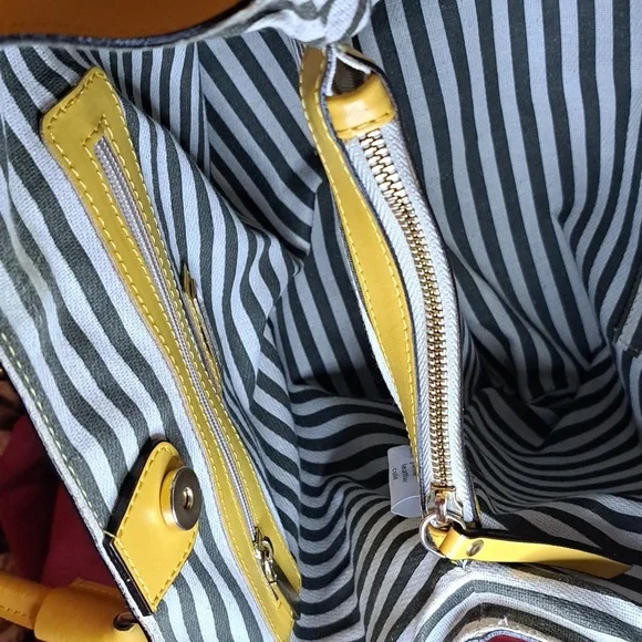 A.BELLUCCI ITALY Genuine Leather Soft Yellow Satchel/Crossbody EUC - Picture 10 of 12